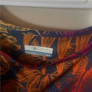 Columbia Tropical Print Top with Orange and Pink